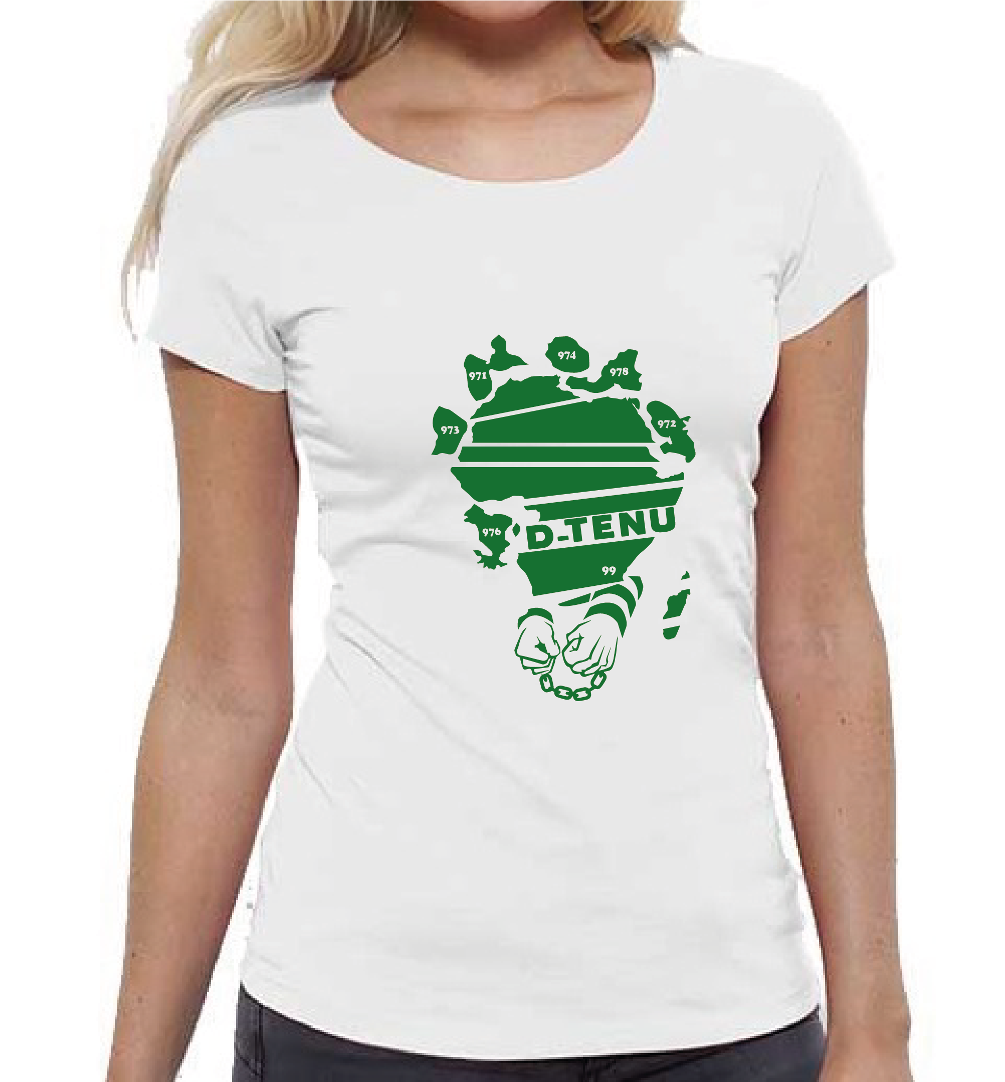 T-SHIRT BLANC DIASPORA VERT