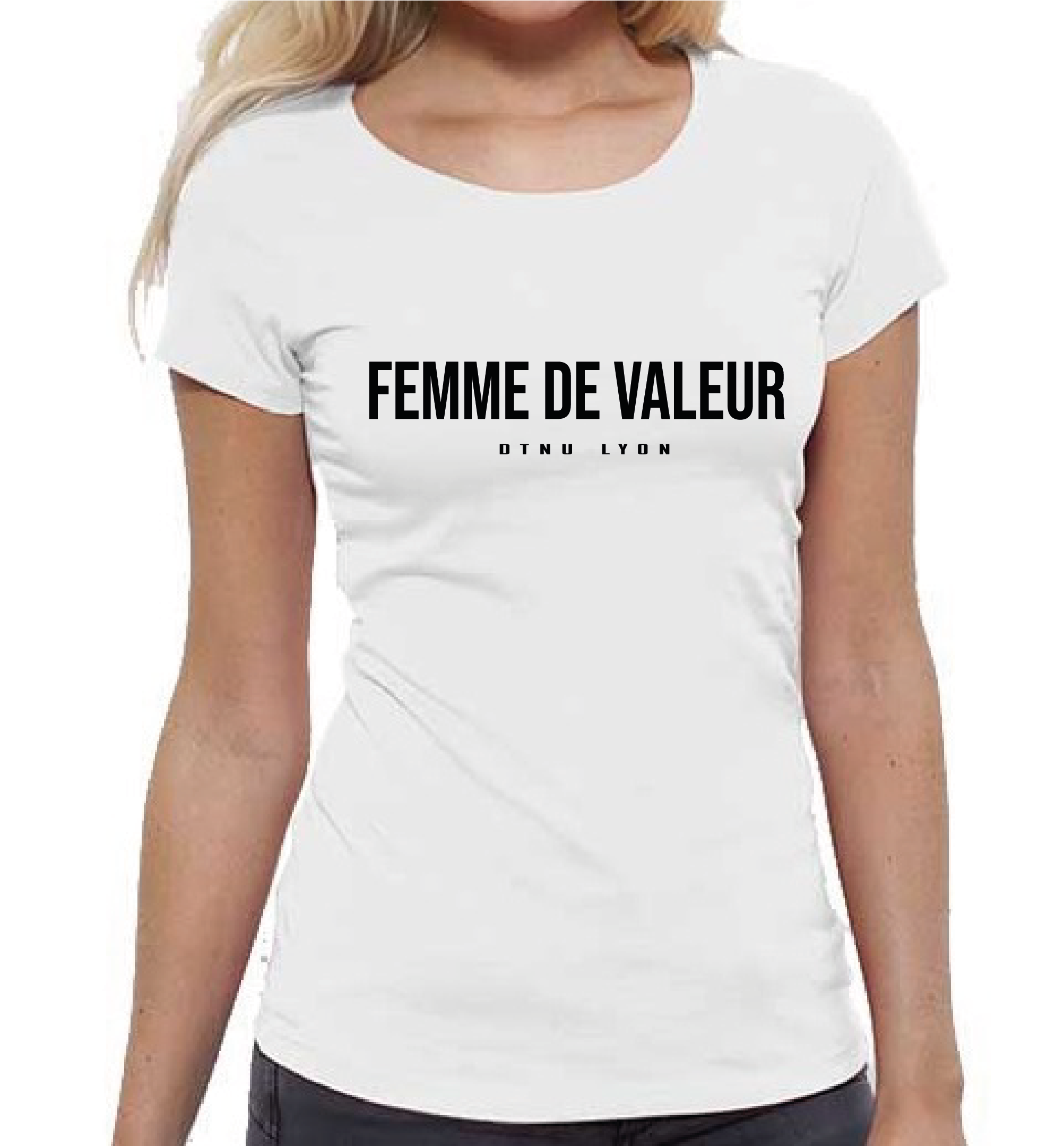 T-SHIRT BLANC FEMME DE VALEUR NOIR