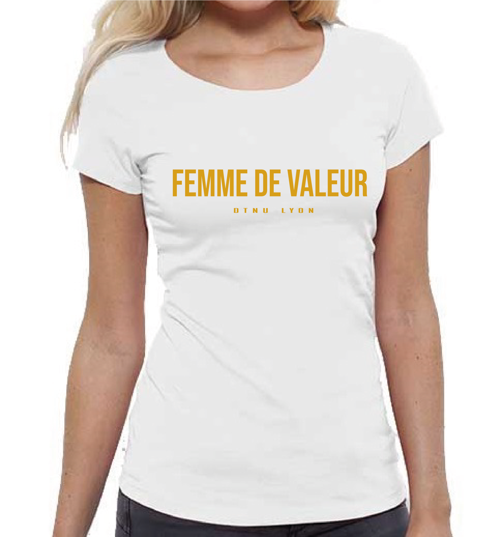 T-SHIRT BLANC FEMME DE VALEUR OR
