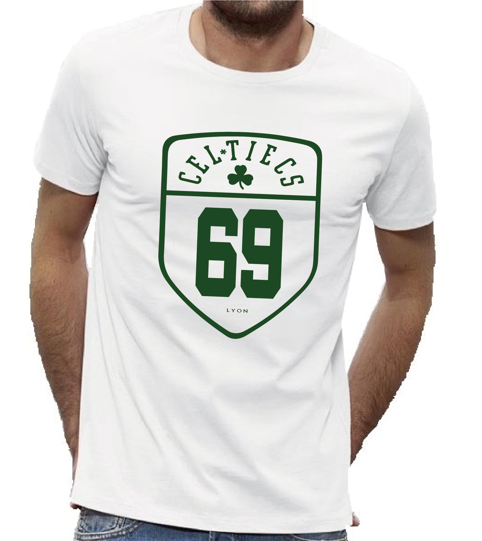 T-SHIRT BLANC HOMME CELTIECS 69