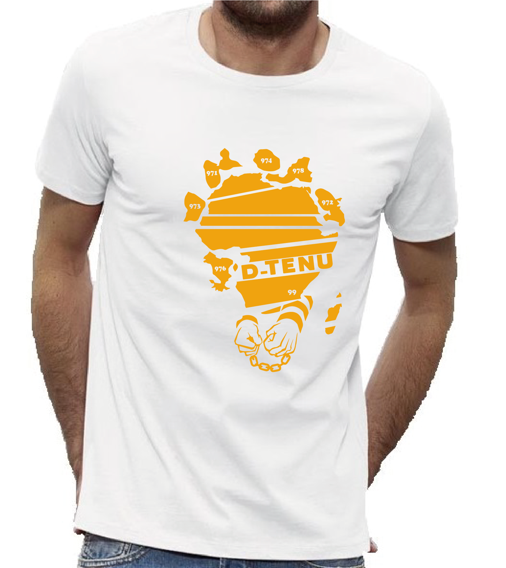 T-SHIRT BLANC HOMME DIASPORA JAUNE
