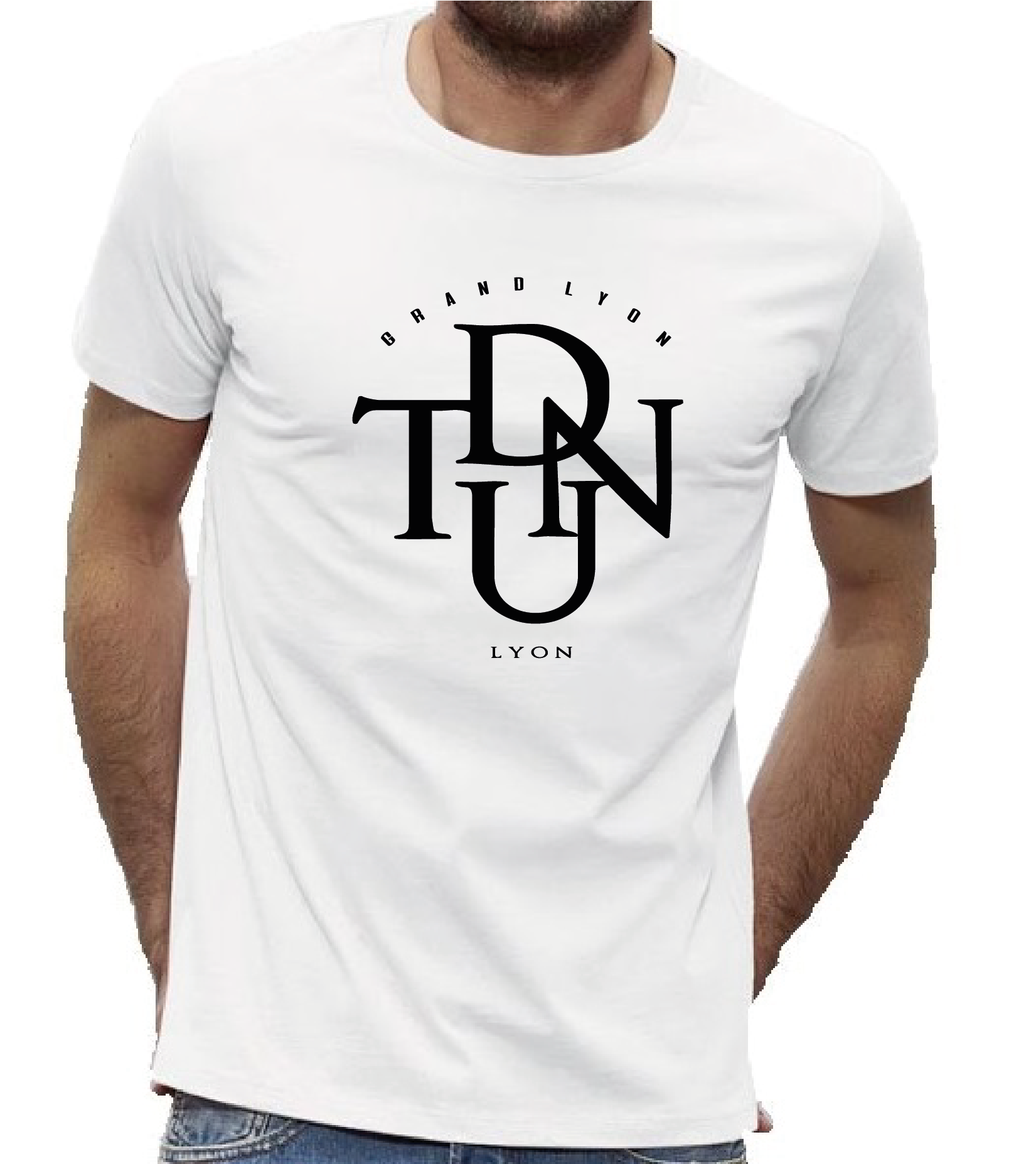 T-SHIRT BLANC HOMME GRAND LYON NOIR