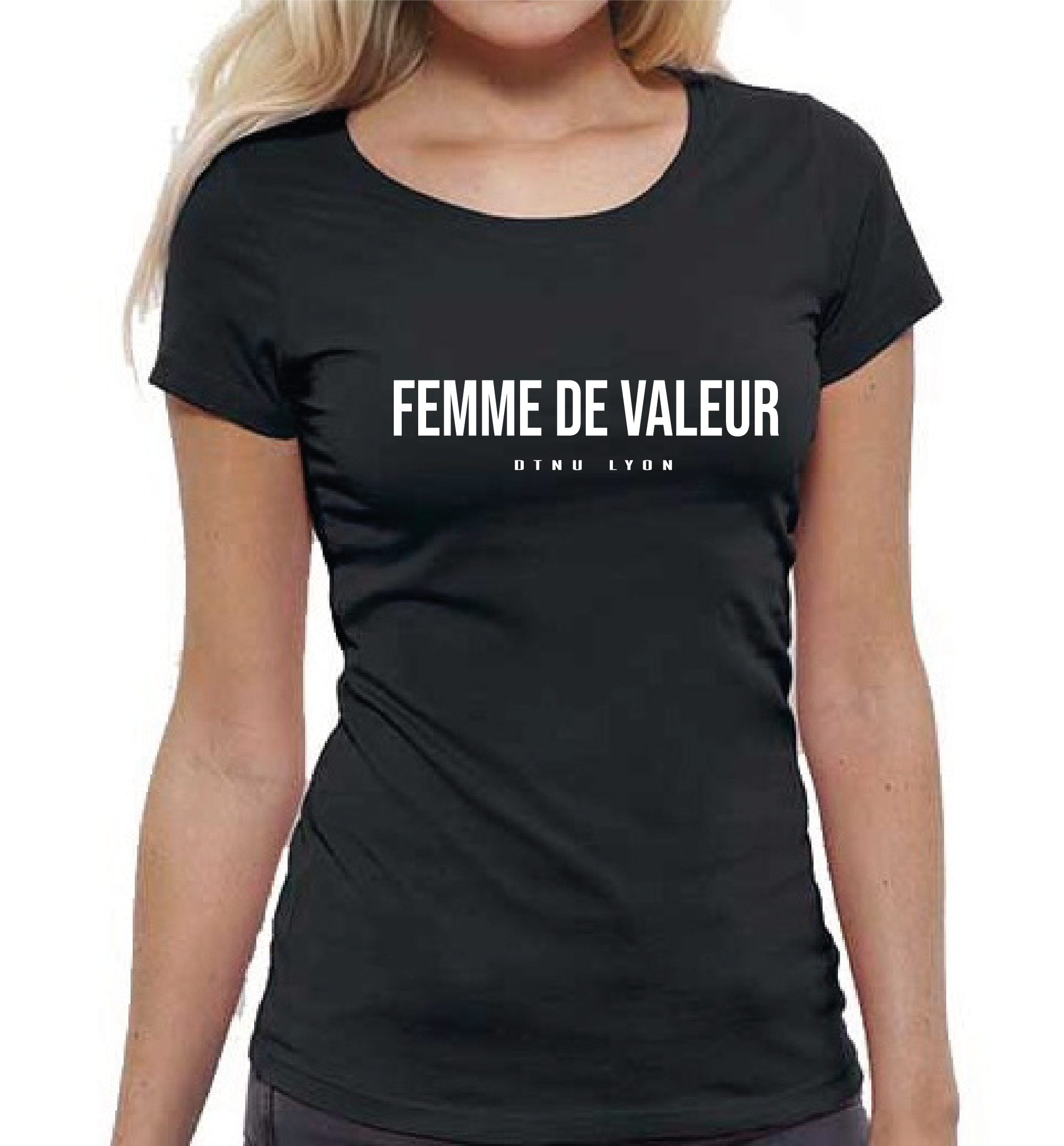 T-SHIRT NOIR FEMME DE VALEUR BLANC