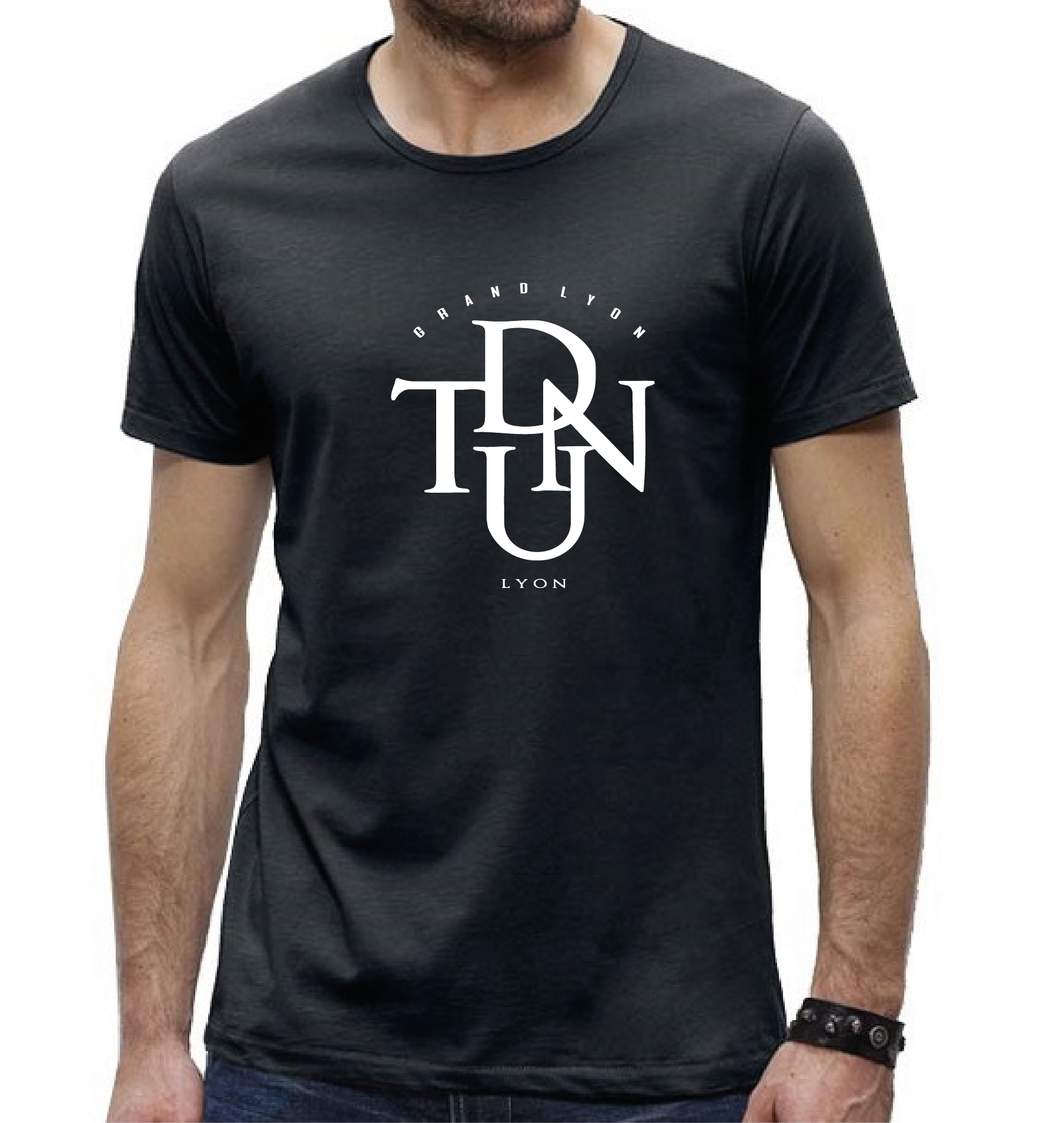 T-SHIRT NOIR HOMME GRAND LYON BLANC