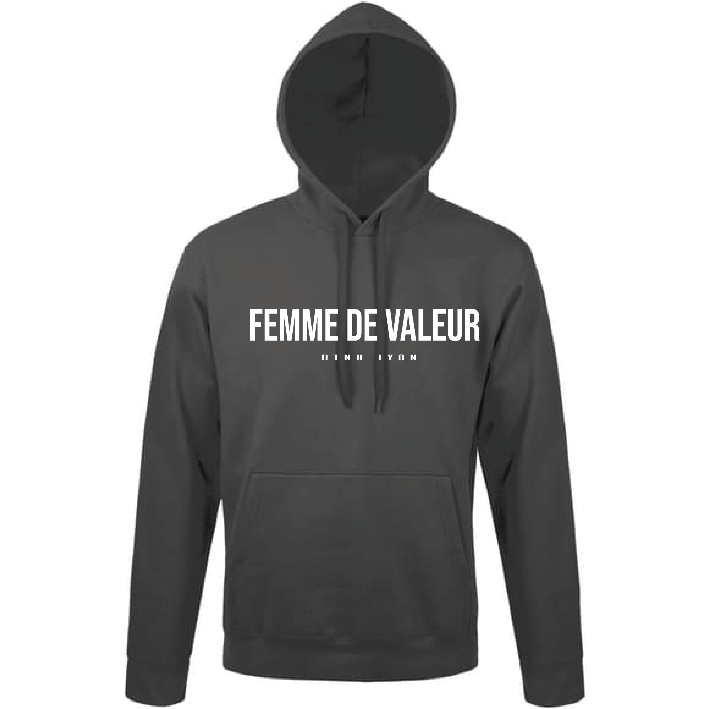 SWEAT FEMME DE VALEUR GRIS LOGO BLANC - Dtenu Store SWEAT FEMME DE VALEUR GRIS LOGO BLANC - Dtenu Store