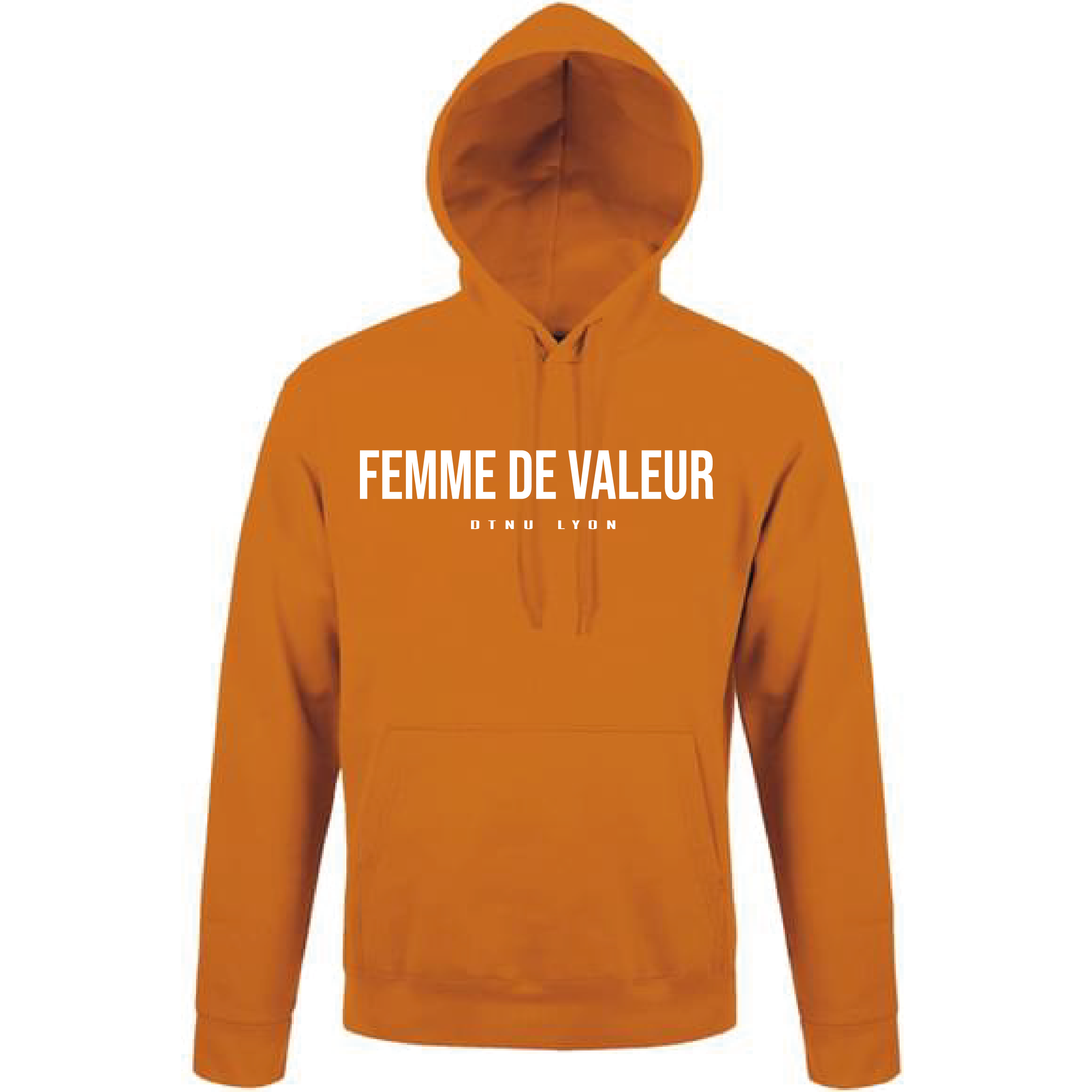 SWEAT FEMME DE VALEUR ORANGE LOGO BLANC - Dtenu Store SWEAT FEMME DE VALEUR ORANGE LOGO BLANC - Dtenu Store