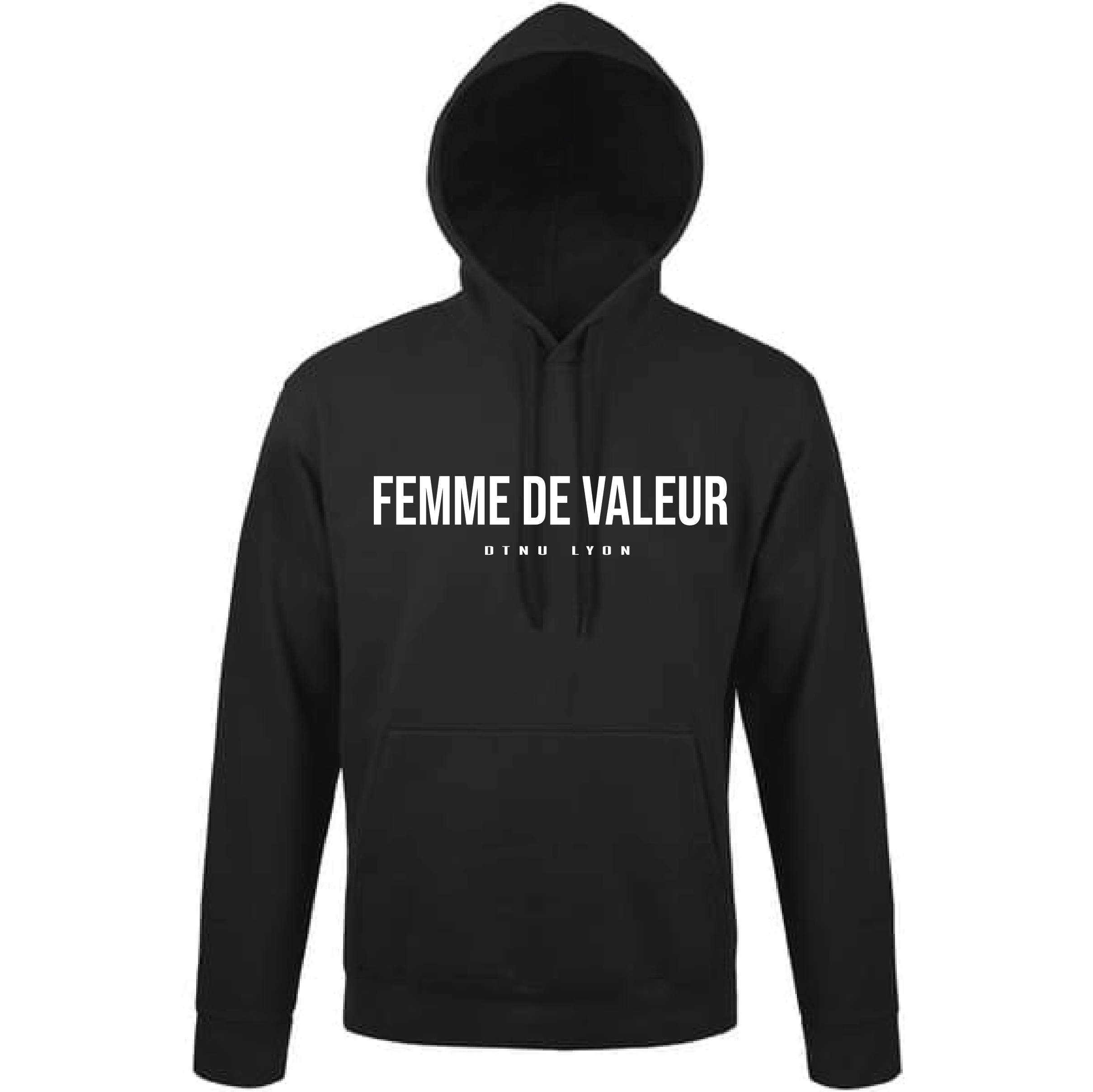 SWEAT FEMME DE VALEUR NOIR LOGO BLANC - Dtenu Store SWEAT FEMME DE VALEUR NOIR LOGO BLANC - Dtenu Store